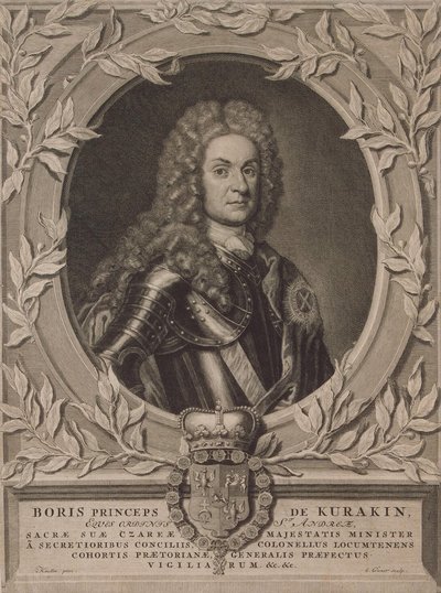 Retrato do Príncipe Boris Ivanovich Kurakin 1676-1727, depois de 1717 de Pieter Stevens Gunst van