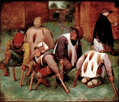 O grupo de estropies de personagens deficientes, butts-de-jatte (butts). Pintura de Pieter Bruegel (ou Breugel ou Brueghel ou Breughel) dit l