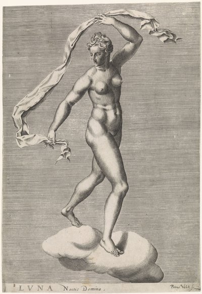 Diana como Luna sobre uma nuvem
Luna Noctis Domina (título sobre o objecto)
Os sete planetas (título sobre o objecto) de Pieter Valck
