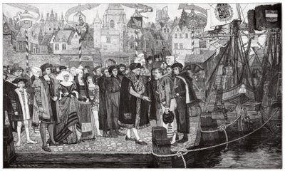 Comércio de açúcar, Antuérpia, c1510-20 (gravura) de Pieter Verhaert