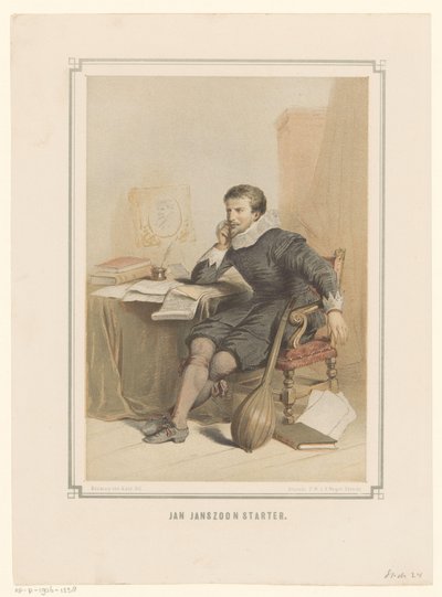 Jan Janszoon Starter em sua escrivaninha de Pieter Wilhelmus van de Weijer