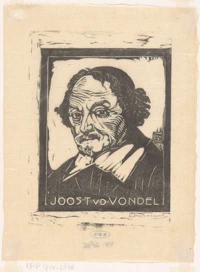 Retrato de Joost van den Vondel (título no objeto) de Pieter Willem van Baarsel (signed by artist)