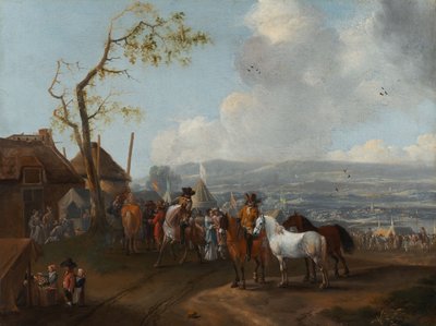Cena de acampamento (óleo sobre tela) de Pieter Wouwermans or Wouwerman