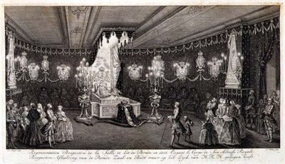 O Corpo de Ana, a Princesa Real deitada no Estado (gravura) de Pieter de (after) Swart