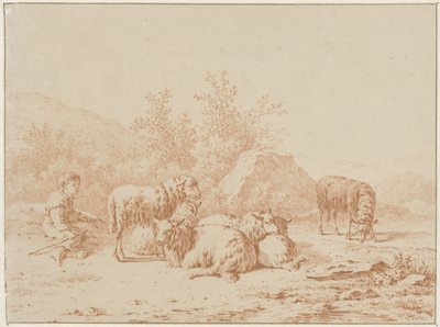 Paisagem com o pastor e o seu rebanho de Pieter de Goeje