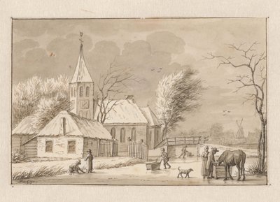 Paisagem de inverno junto a uma igreja de Pieter de Goeje
