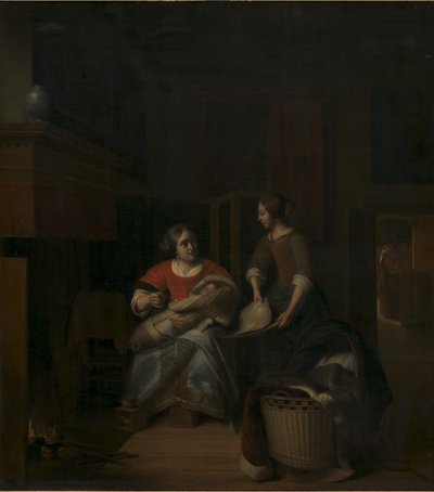 Uma dona de casa instruindo sua empregada de Pieter de Hooch