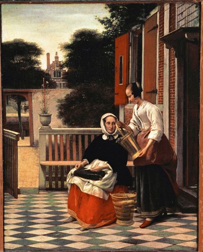 Uma senhora e o seu criado (pintura sobre tela) de Pieter de Hooch