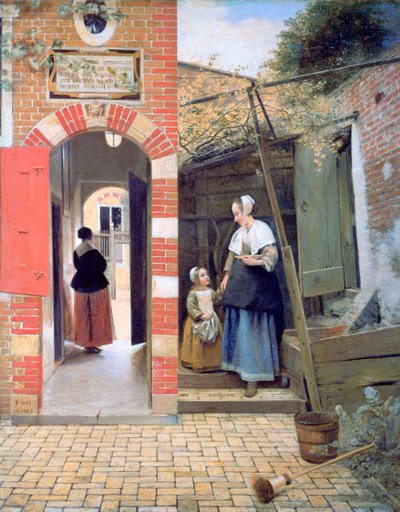 Pátio de uma casa em Delft, 1658 de Pieter de Hooch