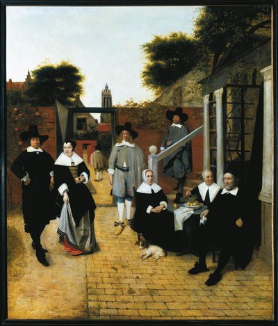 Retrato de grupo de uma família burguesa de Delft (óleo sobre tela, c.1662) de Pieter de Hooch