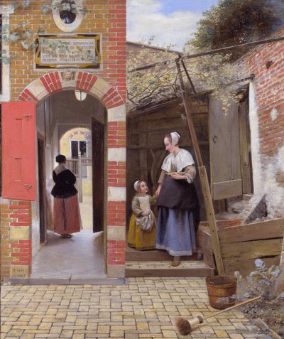O pátio de uma casa em Delft de Pieter de Hooch