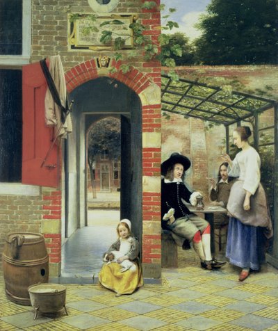 O pátio de uma casa em Delft de Pieter de Hooch