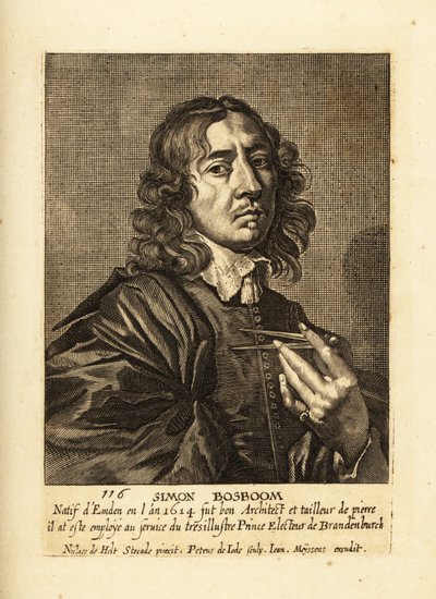 Retrato de Simon Bosboom, arquitecto e escritor holandês da Idade de Ouro de Pieter de II Jode