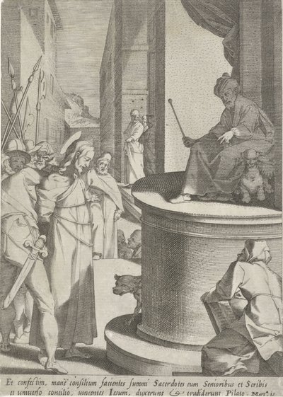 Cristo para Pilatos Passie van Christus (título da série) Paixão e Ressurreição (título da série) de Pieter de Jode (I)