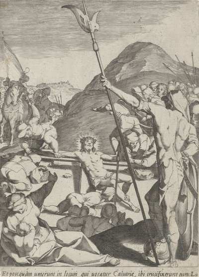 Cristo é pregado na cruz Paixão de Cristo (título da série) Passionis et rescueis (título da série) de Pieter de Jode (I)