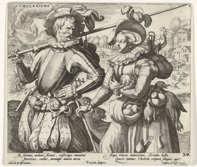 Het cholerisch temperamento
Cholericvs (título sobre o objecto)
De vier temperamenten (título da série) de Pieter de Jode (I)
