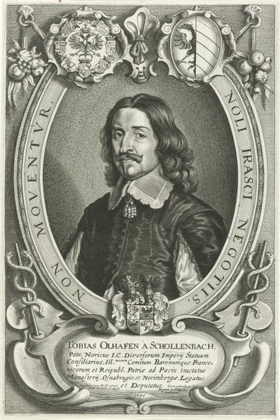Retrato de Tobias Oelhafen van Schöllenbach Celeberrimi Legati (título da série) de Pieter de Jode (II)