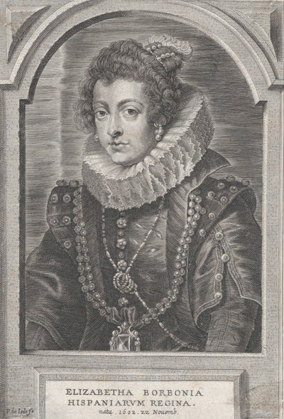 Retrato de Elisabeth de Bourbon, Rainha da Espanha, ca. 1632-44. de Pieter de Jode II