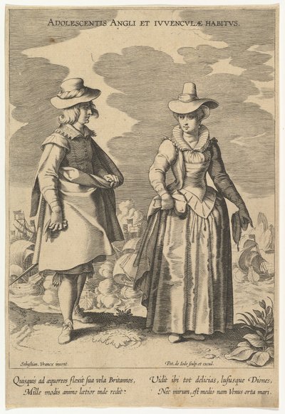 Moças e jovens hábitos ingleses, de modas de diferentes nações. de Pieter de Jode I