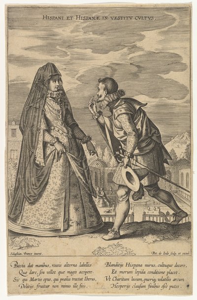 Espanha e em trajes espanhóis, da moda de diferentes nações. de Pieter de Jode I
