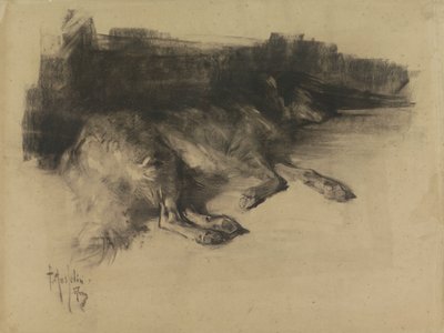 Cão deitado, dormindo de Pieter de Josselin
