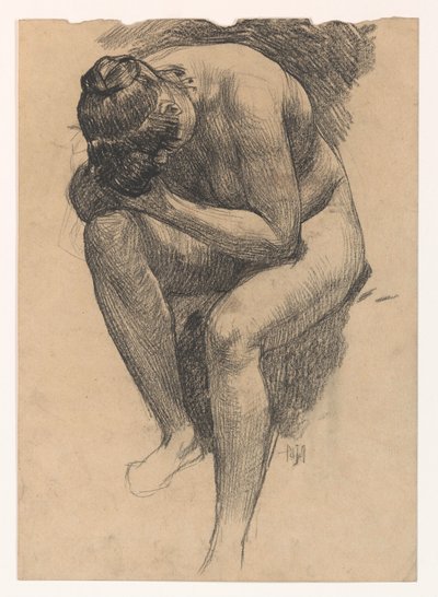 Estudo nu de uma mulher curvada de Pieter de Josselin