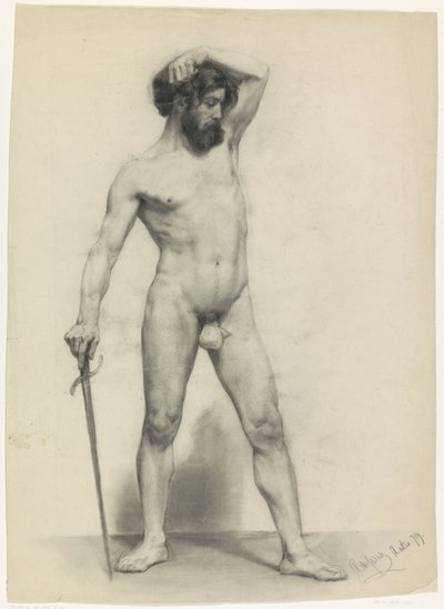 Homem em pé nu com espada, à direita de Pieter de Josselin