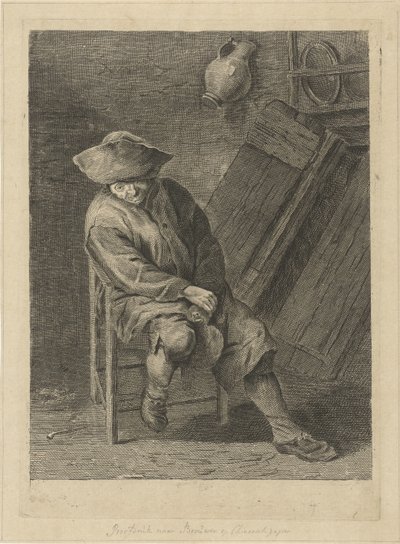Agricultor sentado com jarro de Pieter de Mare