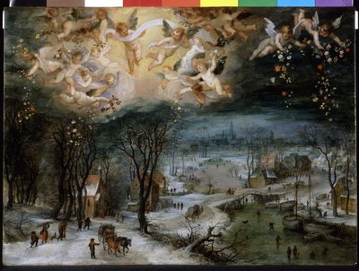 Winter Landscape - por Pieter Bruegel, o Ancião (1525/30 - 1569). de Pieter Bruegel the Elder