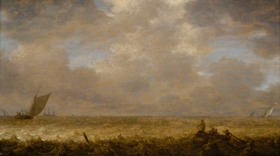 Um mar pouco profundo com barcos de pesca, c.1640 (óleo sobre painel) de Pieter the Elder Mulier
