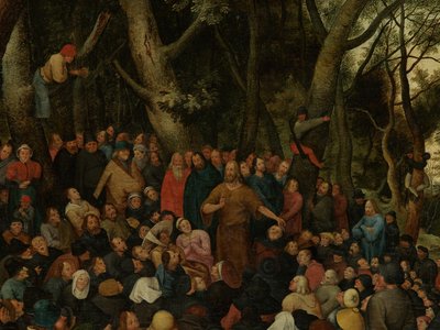Detalhe da Pregação de São João para a Multidão (óleo sobre painel) de Pieter the Younger (after) Brueghel