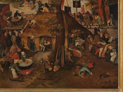 Um festival da vila, com uma performance teatral e uma procissão em homenagem a St Hubert e St Anthony de Pieter Brueghel the Younger
