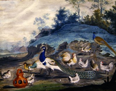 Pássaros exóticos em uma paisagem pitoresca (2) de Pieter the Younger Holsteyn