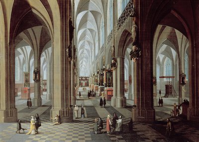 Interior da Catedral de Antuérpia (óleo sobre tela) de Pieter the Younger Neeffs