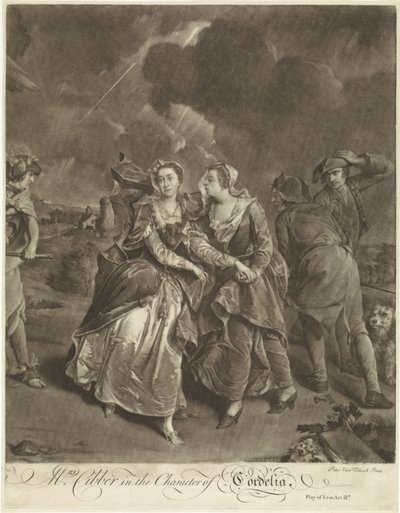 A actriz Susannah Maria Cibber no papel de Cordelia de Pieter van Bleeck