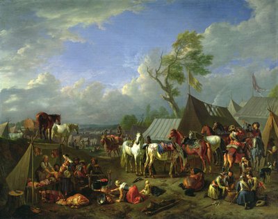 Acampamento militar, c.1697 (óleo sobre tela) de Pieter van Bloemen