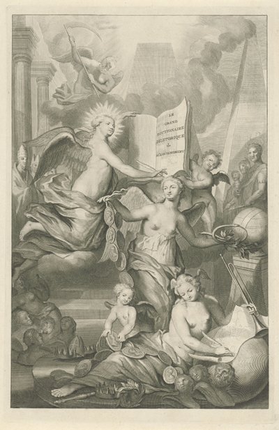 Fama, Eternidade e Escrita
Página de título para Louis Moréri, Le grand dictionaire historique, 1731 de Pieter van Gunst