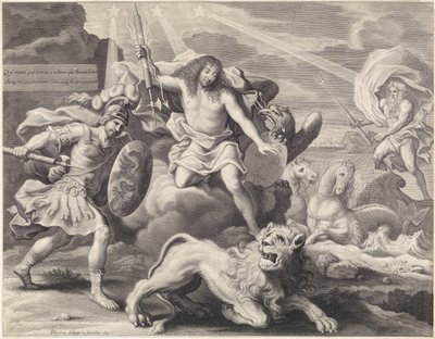 Impressão promocional com representação alegórica de Luís XIV como Júpiter, 1659 de Pieter van Schuppen