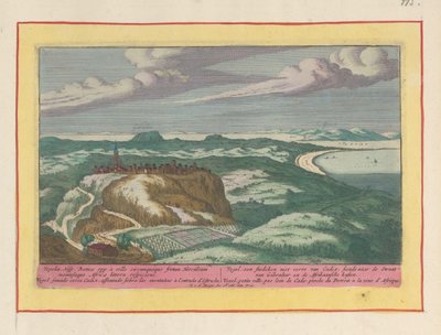 Vista de Vejer de la Frontera Vegel, uma cidadela não muito longe de Cadix, contemplava o Estreito de Gibraltar e as costas africanas (título no objeto) Theatrum Hispaniae (...) (título da série) de Pieter van den Berge