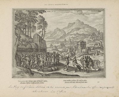 Abraham en de koning van Sodoma Seja esta parede de ferro (título no objeto) Os Emblemas Sagrados e as Principais Histórias de Ambos os Testamentos (Oude Testament) (título da série) Imagens e figuras de livros (título da série) de Pieter van der Borcht (I)