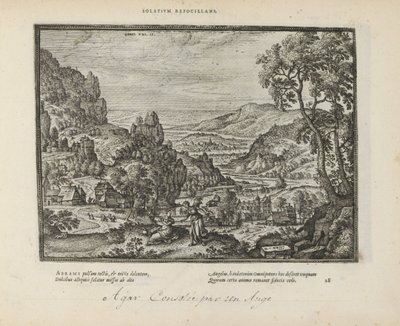 Landschap met Hagar en de engel
Solatium refocillans (título sobre o objecto)
Emblemata Sacra è praecipuis utriusque testamenti utriusque historiis concinnata (Testamento Oude) (título da série)
Imagines et figurae bibliorum (título da série) de Pieter van der Borcht (I)