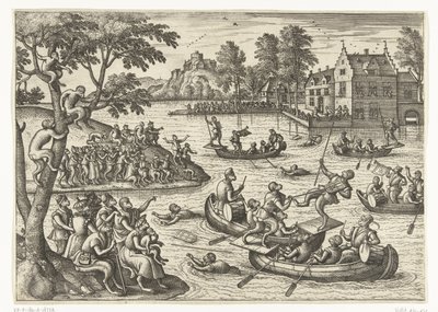 Jousting sobre a água
Jogo do macaco (título da série) de Pieter van der Borcht (I)