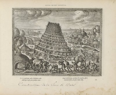 Toren van Babel Elusa mundi potenia (título no objeto) Os Emblemas Sagrados e as Principais Histórias de Ambos os Testamentos (Oude Testament) (título da série) Imagens e figuras de livros (título da série) de Pieter van der Borcht (I)