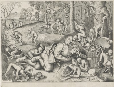 Pedlar assaltado por macacos de Pieter van der Heyden