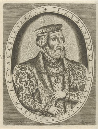 Retrato de Fernando I de Habsburgo, imperador alemão Retratos de governantes (título da série) de Pieter van der Heyden