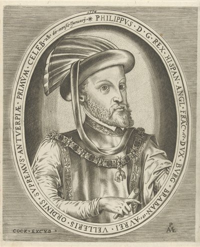 Retrato de Filipe II, Rei de Espanha
Retratos de réguas (título da série) de Pieter van der Heyden