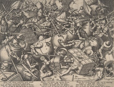 A Batalha do Dinheiro, depois de 1570. de Pieter van der Heyden
