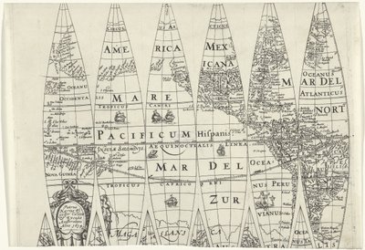 Segmentos de globo de parte do Hemisfério Norte de Pieter van der Keere