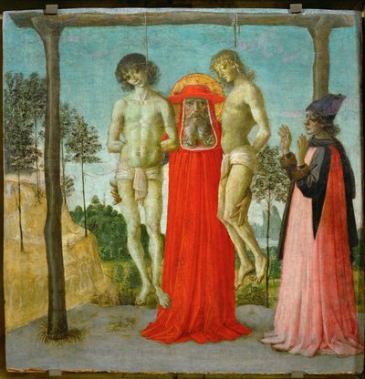 São Jerónimo apoia dois jovens enforcados ... de Pietro (studio of) Perugino