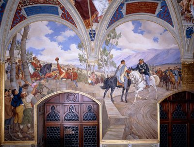 Victor Emanuel II encontra Giuseppe Garibaldi em Teano de Pietro Aldi